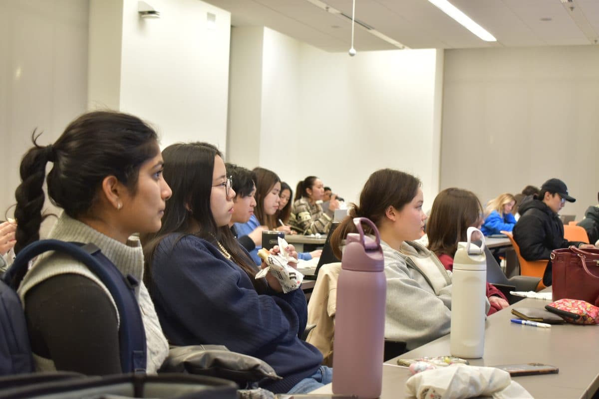 SASE members listening at a company info session